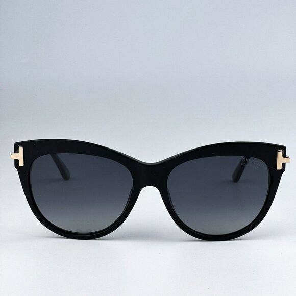 NEW Tom Ford FT0821/S KIRA 01D Black Polarized Gradient Cat Eye Women Sunglasses